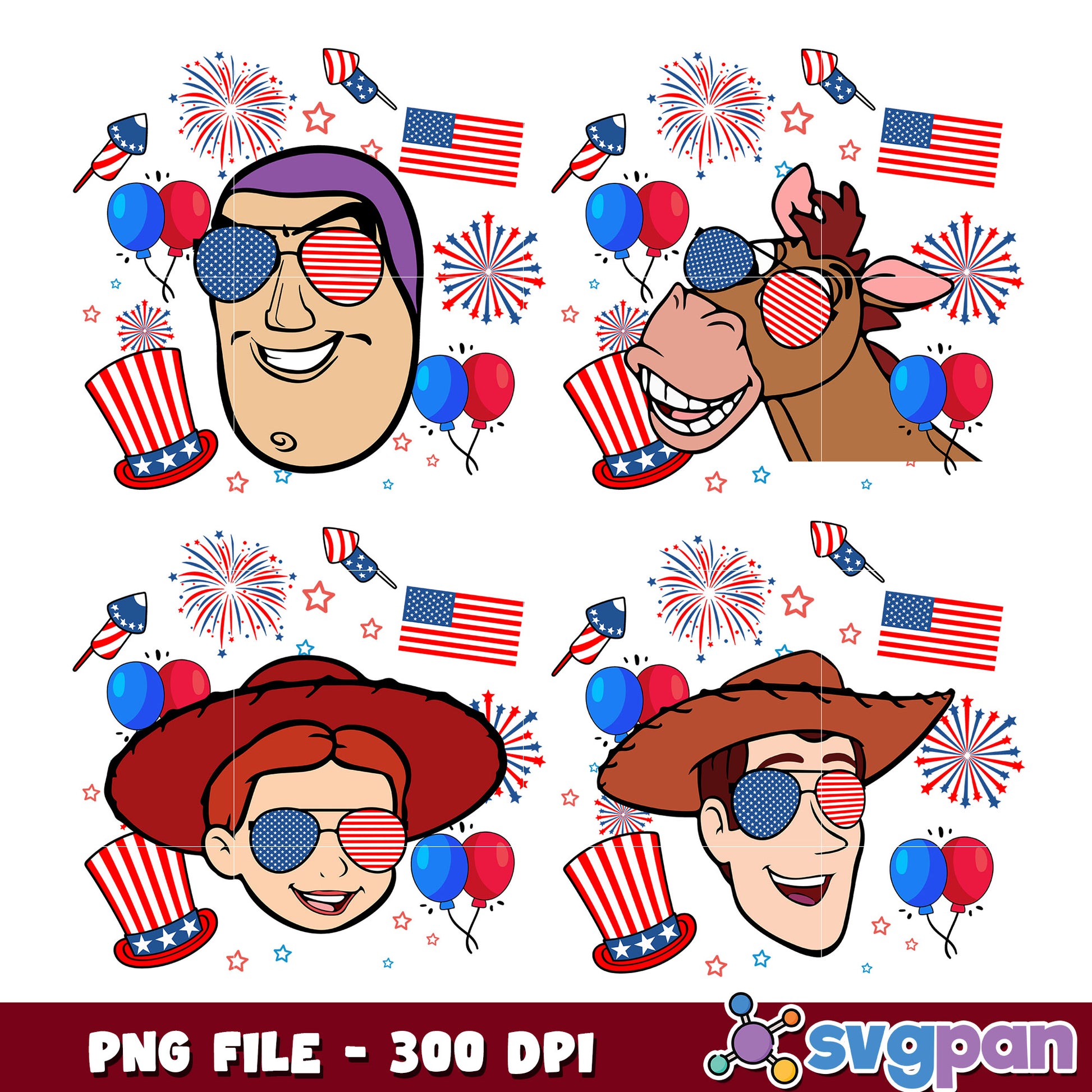 Patriotic Toy Story PNG Bundle