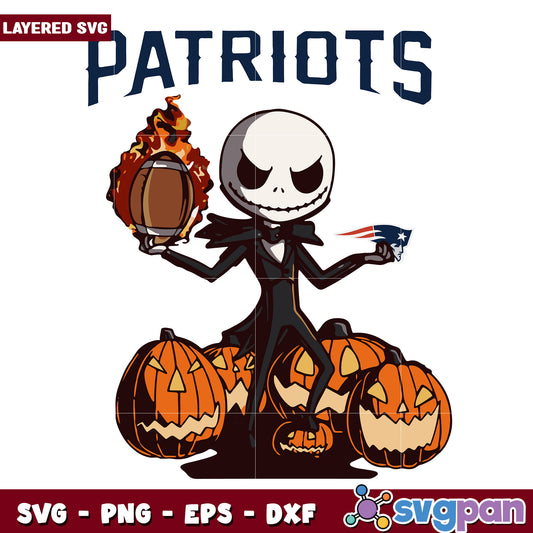 Patriots Jack pumpkin svg, funny halloween svg, spooky characters svg