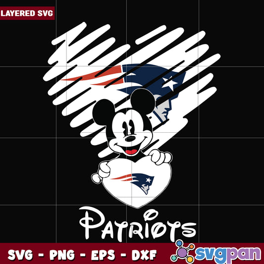 Patriots heart mickey svg, super bowl 2025 svg, nfl  patriots svg