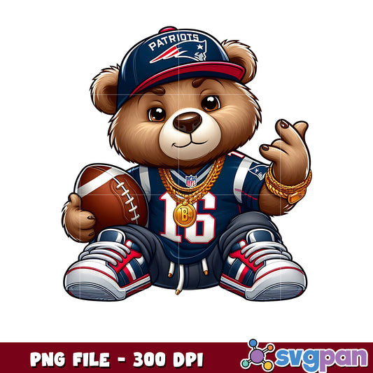 Patriots thug life bear png, nfl jerseys​ png, american rugby png
