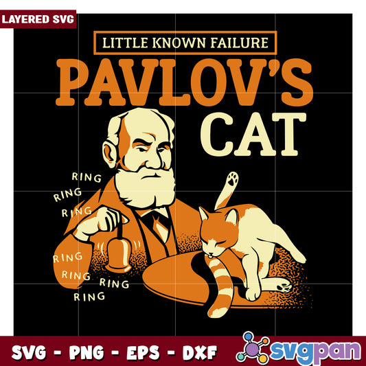 Pavlovs Cat Illustration for Layered SVG Designs, Perfect for Crafts