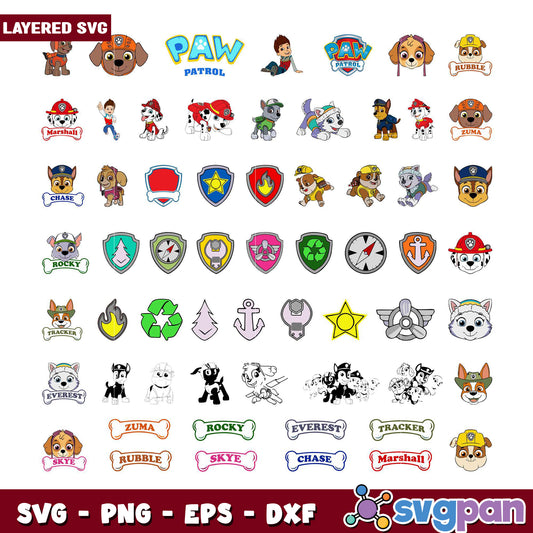 Paw Patrol Bundle SVG Cut Files for Crafts Projects