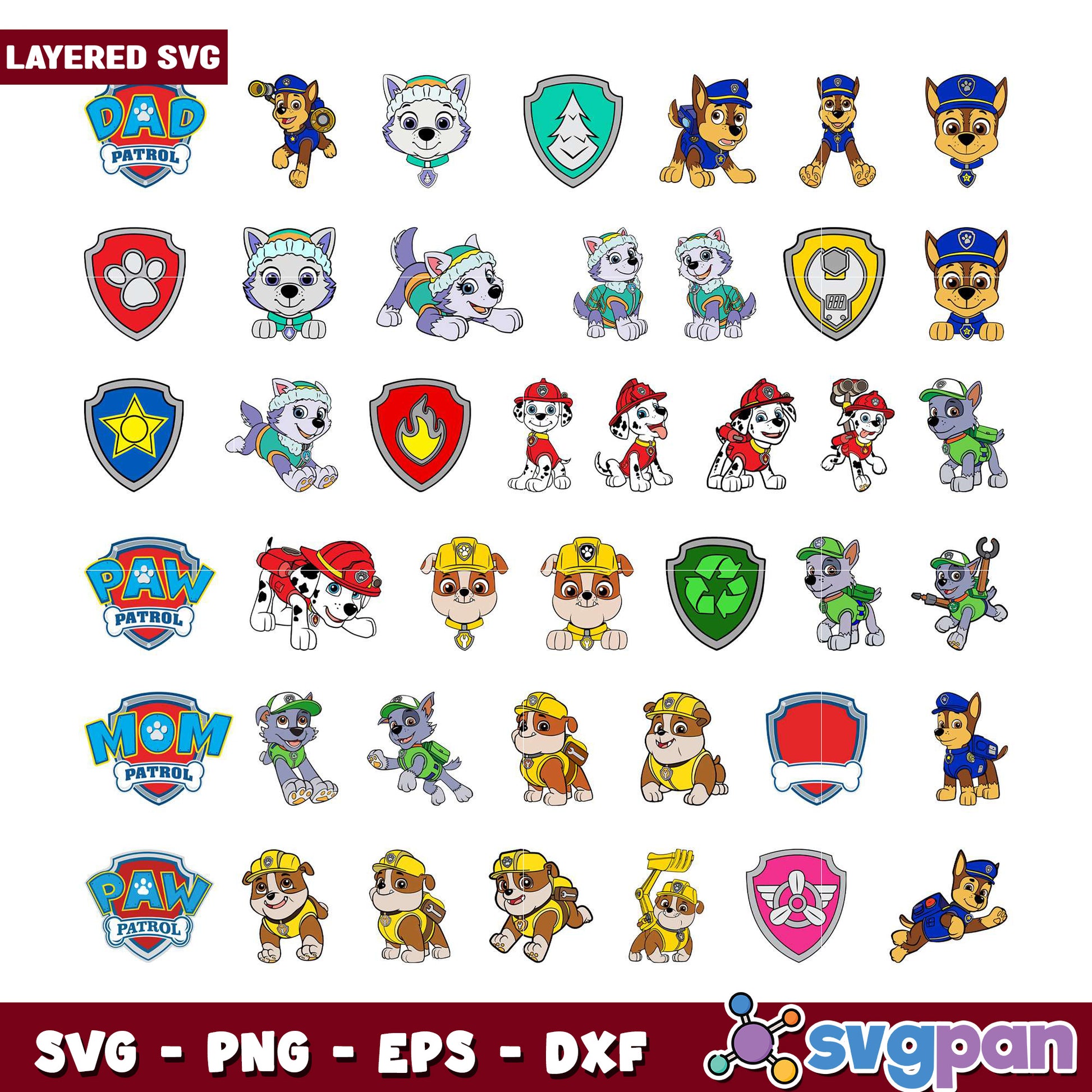 Paw Patrol Bundle SVG for Kids Crafts and Projects