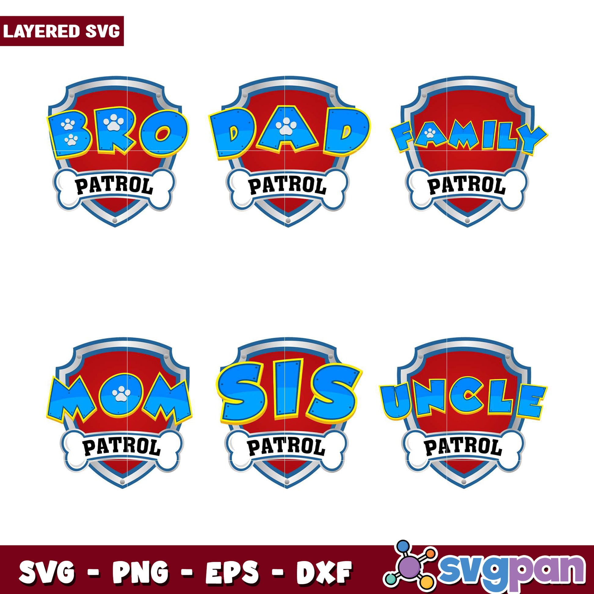 Paw Patrol Family SVG Bundle Mom, Dad, Sibling Designs