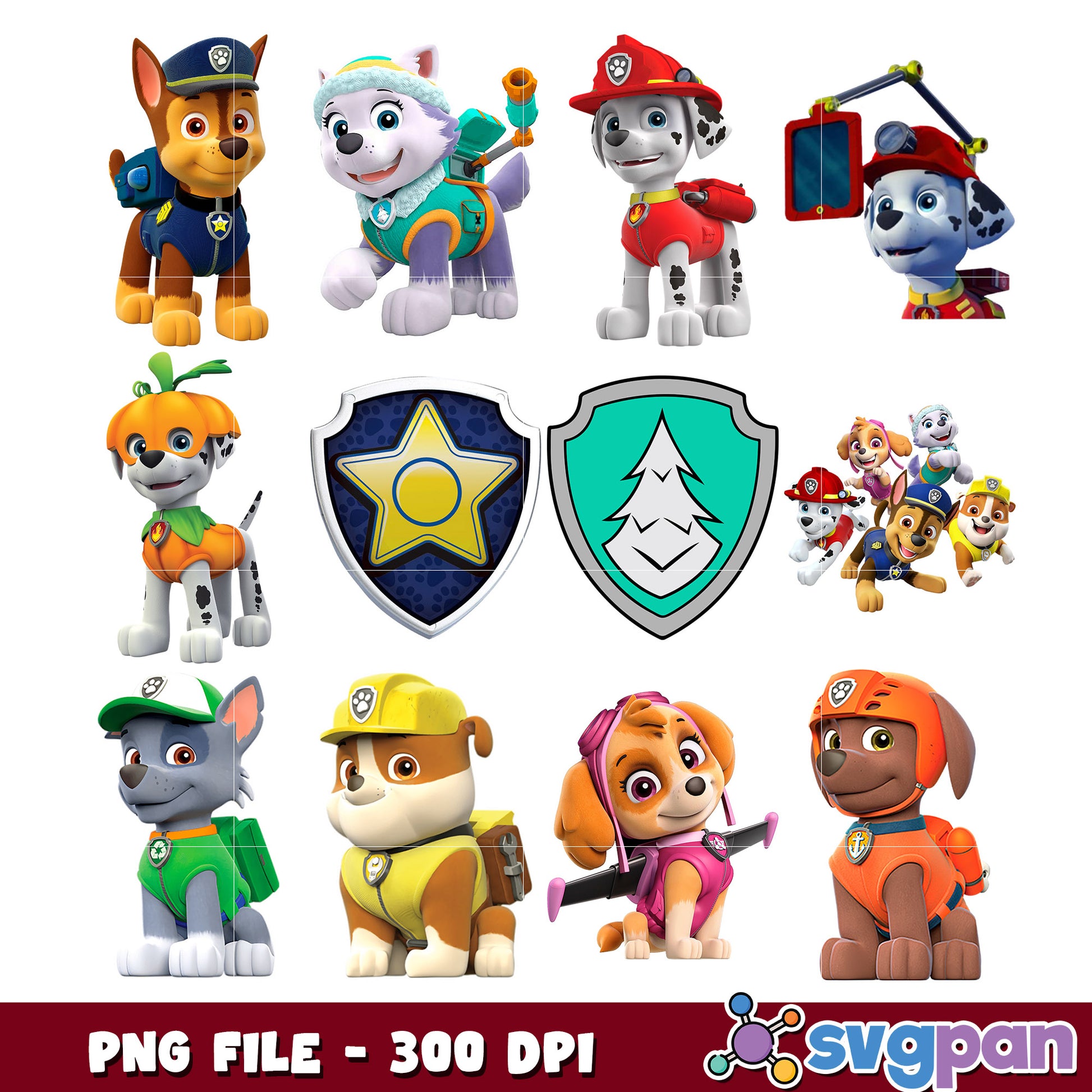 Paw Patrol PNG Bundle 300 DPI - Printable Images