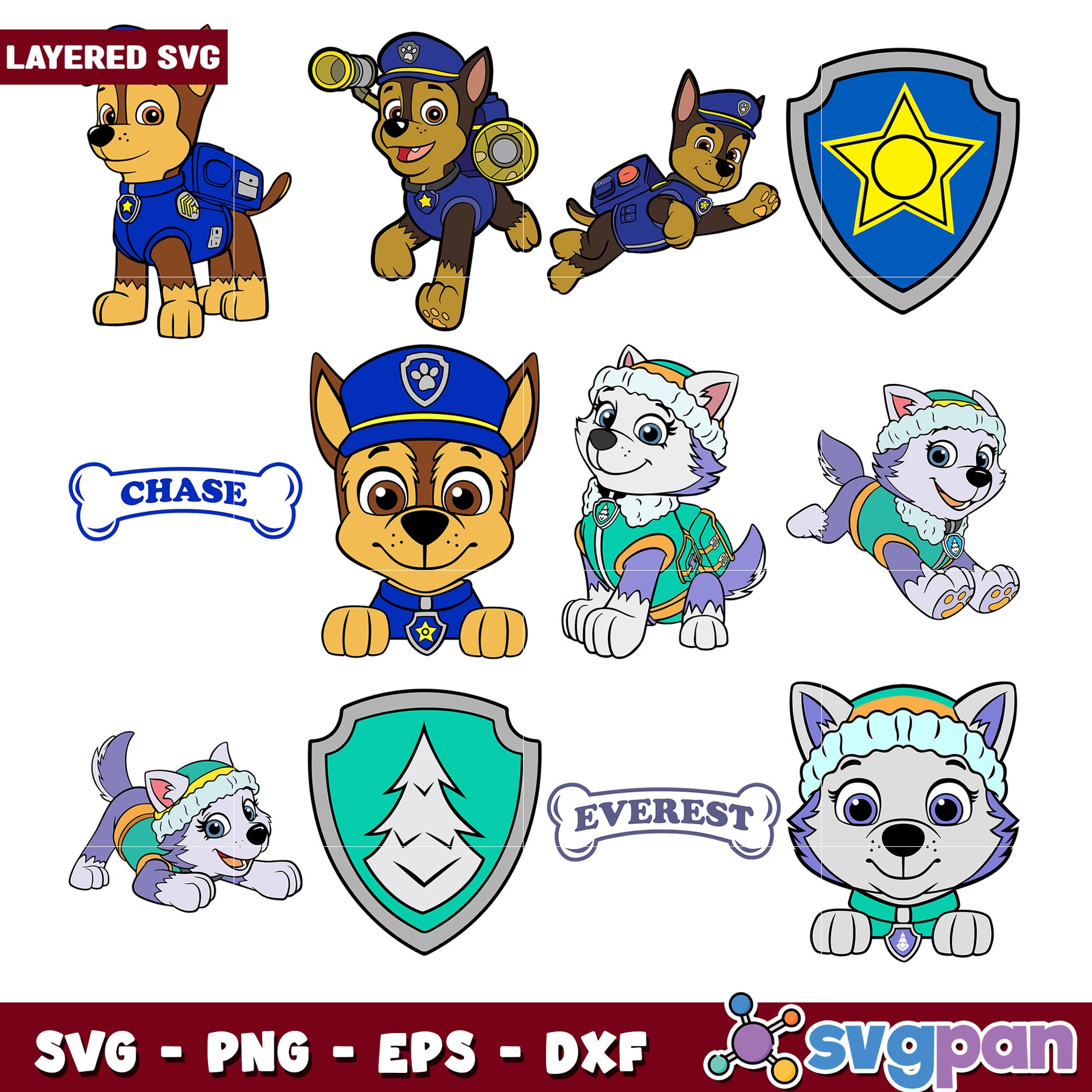Paw Patrol SVG Bundle Chase & Everest