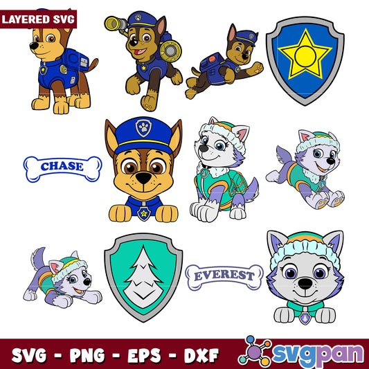 Paw Patrol SVG Bundle Chase & Everest