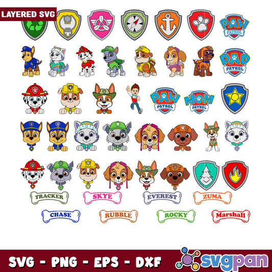 Paw Patrol SVG Bundle Fun Layered Designs for Crafts