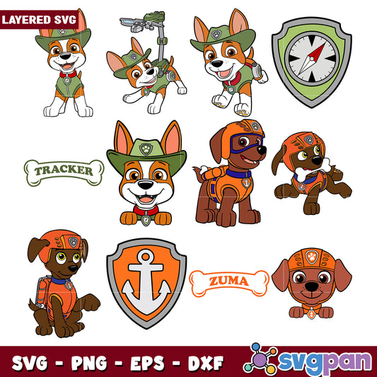 Paw Patrol Tracker Zuma SVG Bundle