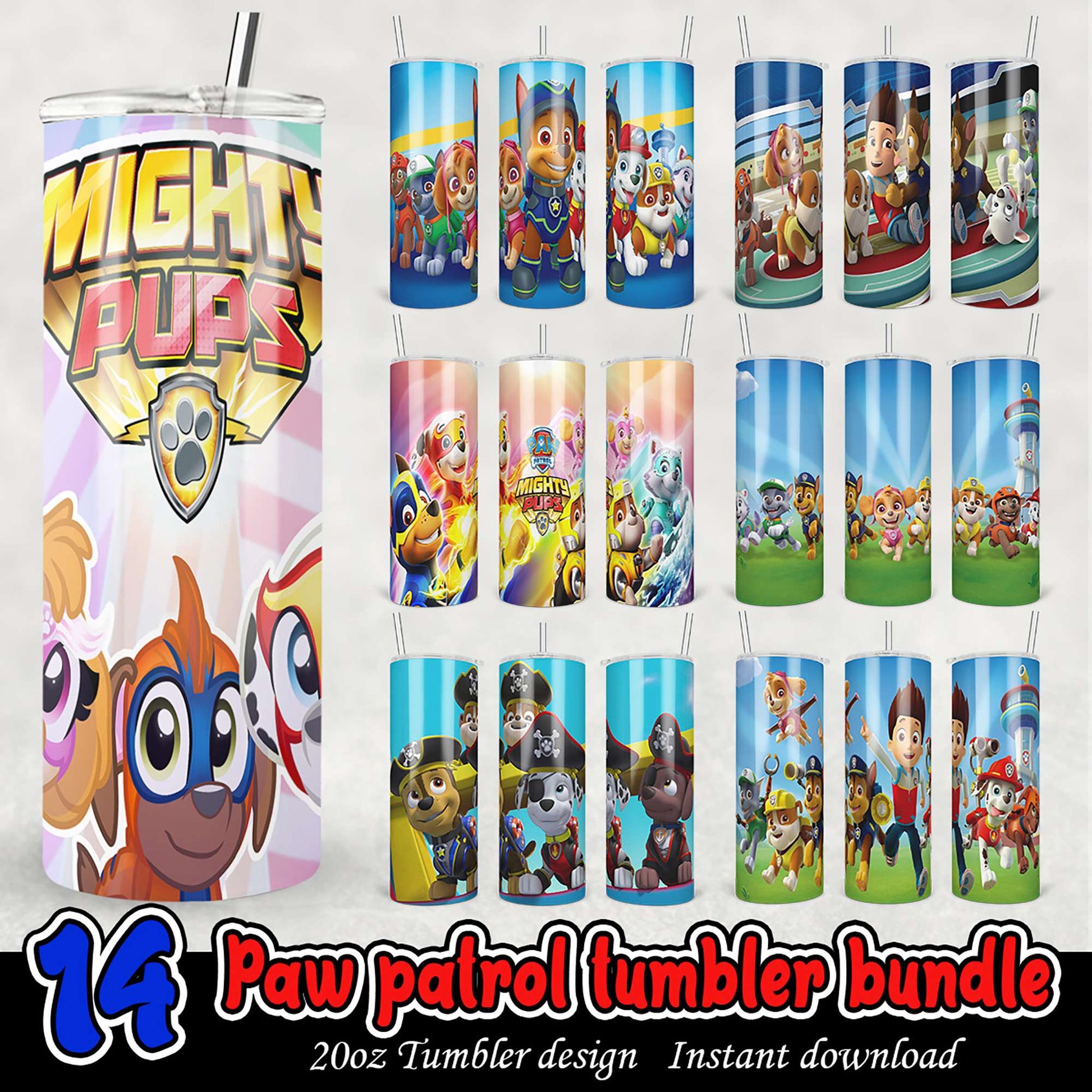 Paw Patrol Tumbler Bundle 14 PNG Designs