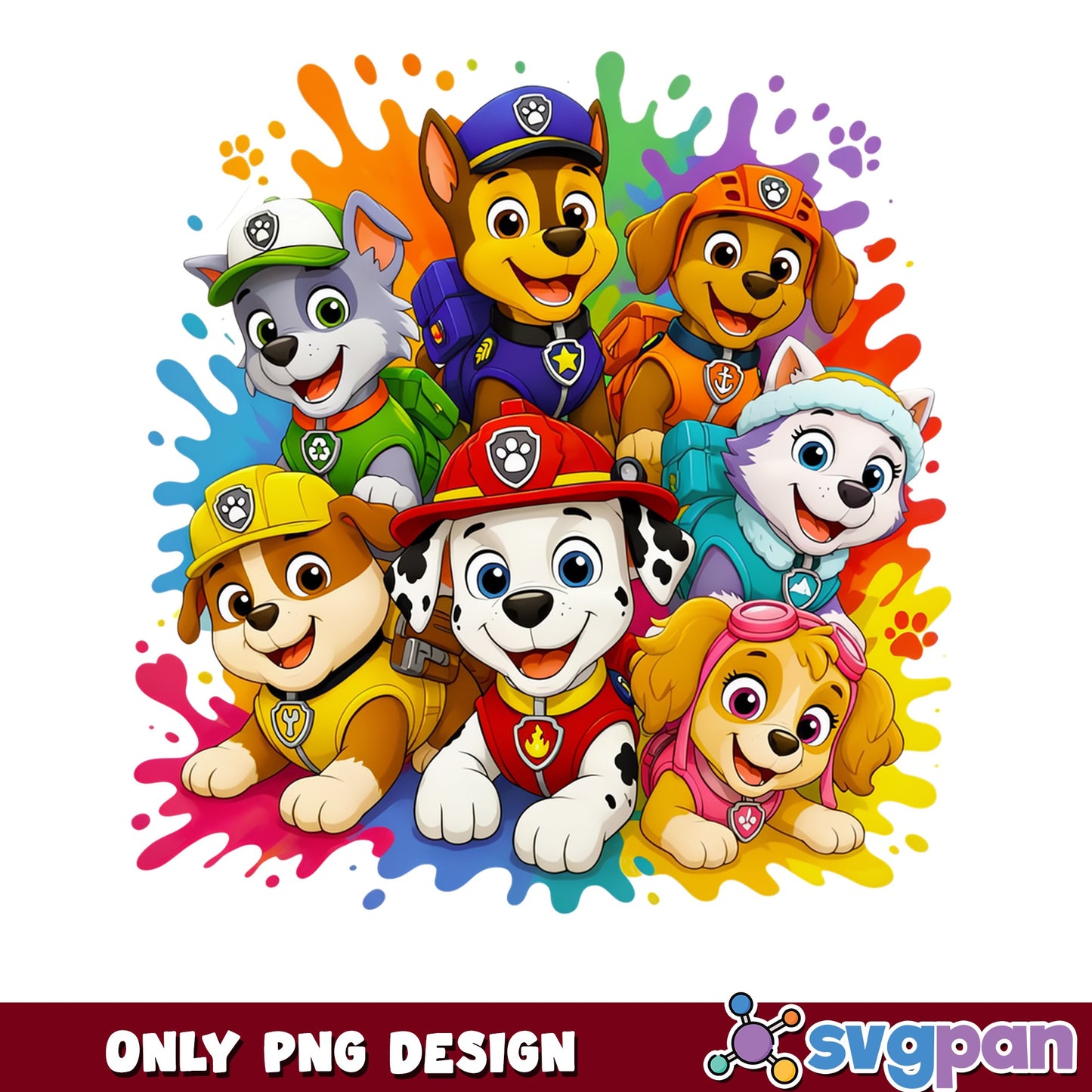 Paw Patrol Characters Bundle PNG, Chase Marshall PNG, Kids PNG