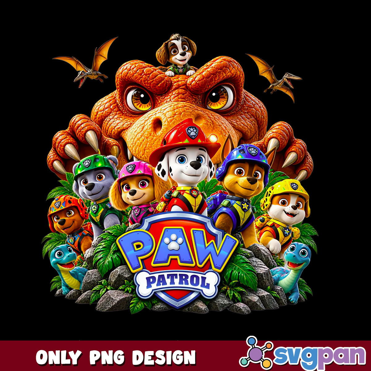 Paw Patrol Dino Rescue PNG, Marshall Skye Chase PNG, Kids Birthday PNG
