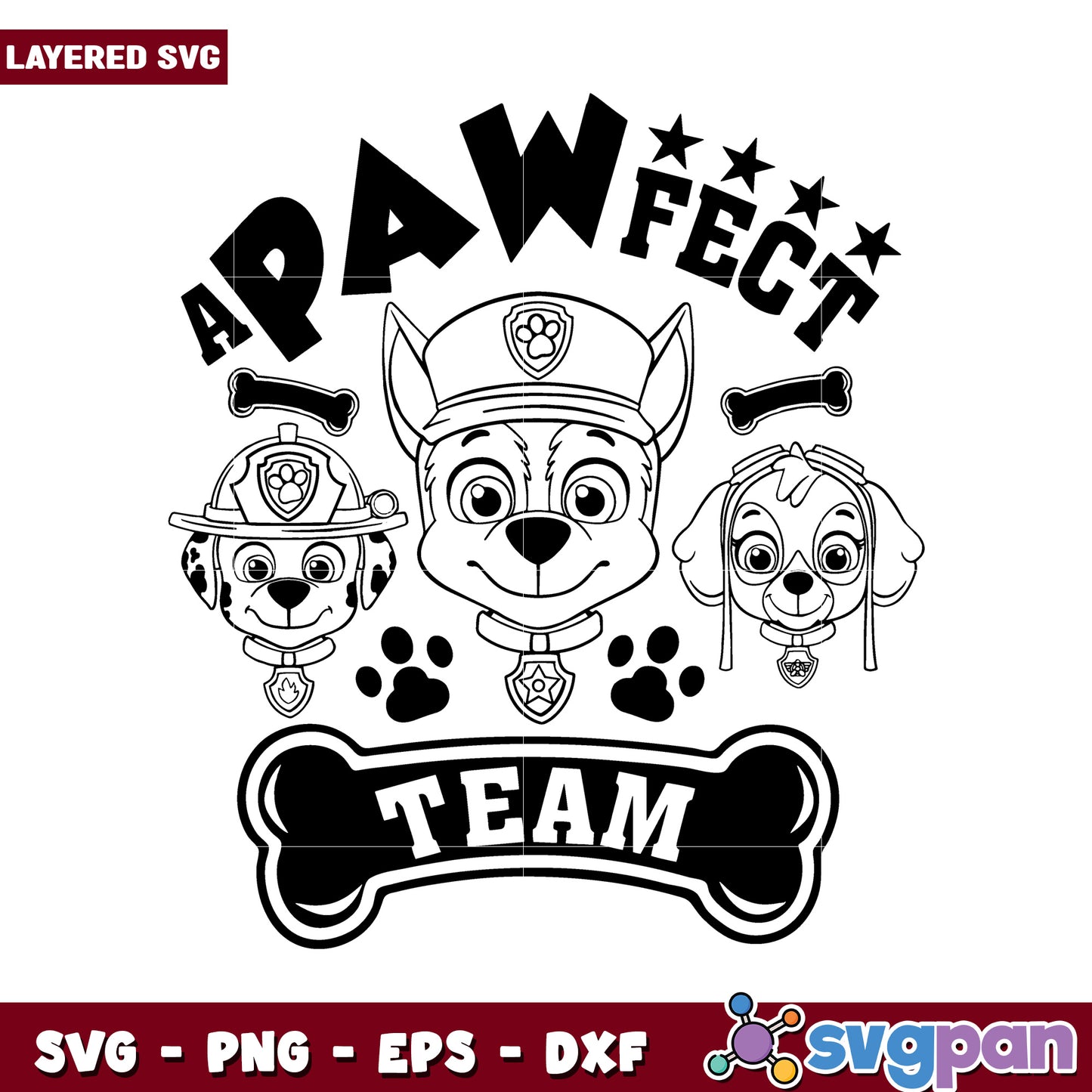 Pawfect Team Dogs SVG Design, Great for Crafts and Projects