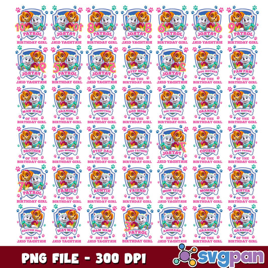 Birthday girl paw patrol png bundle