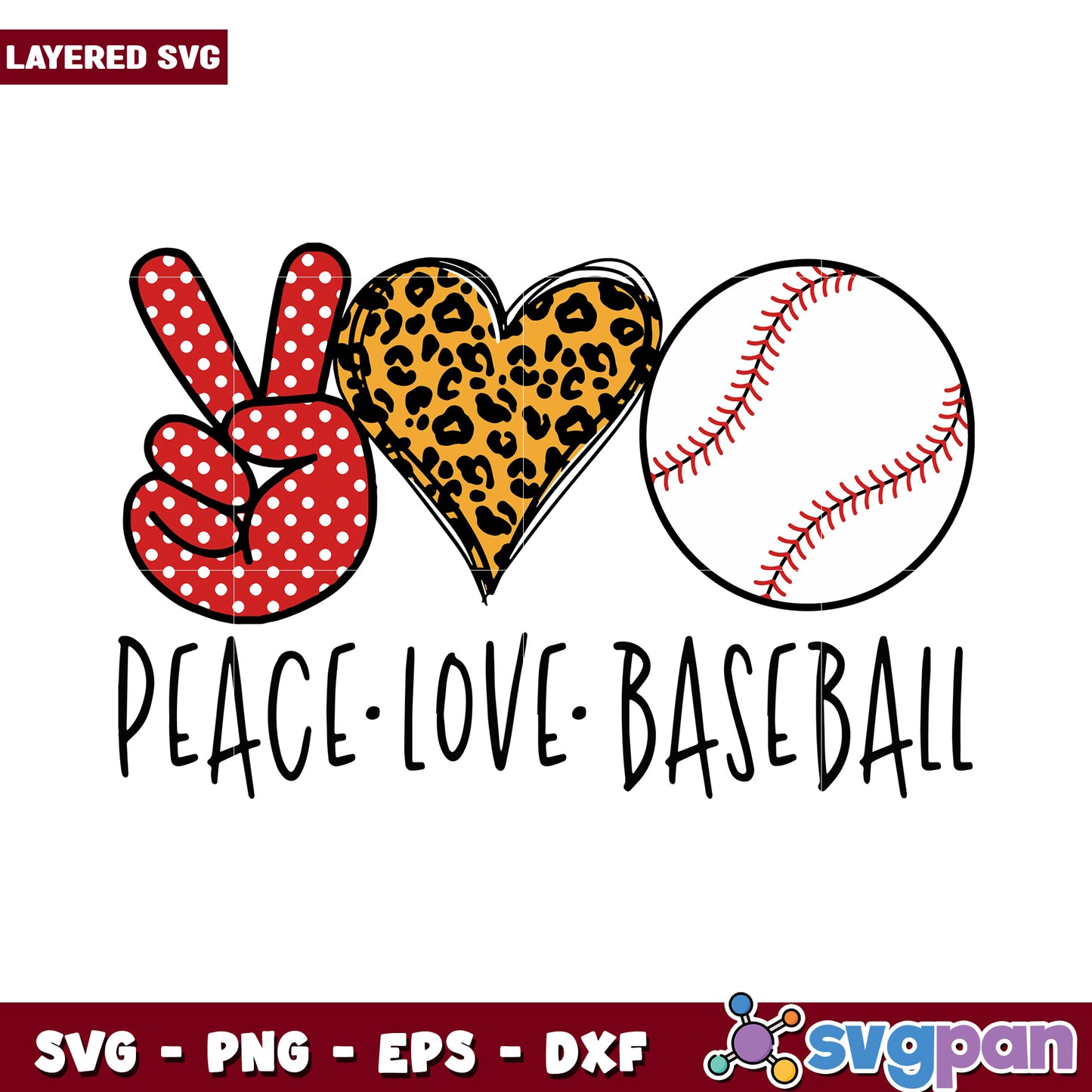 Peace Love Baseball SVG Design for Crafts, Perfect for DIY Projects