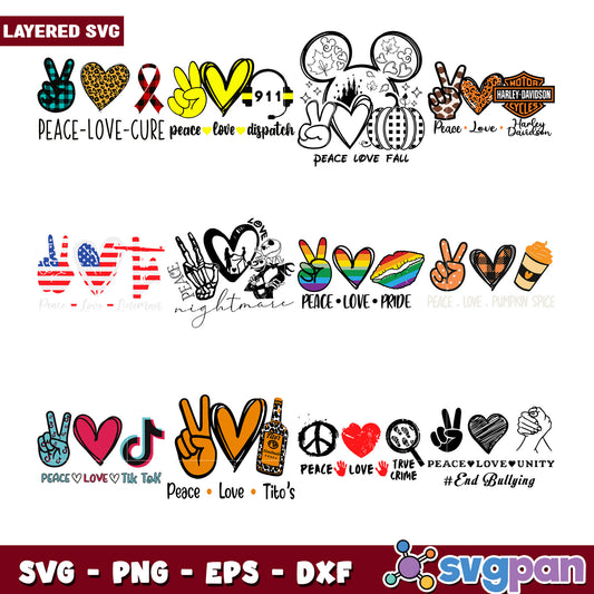 Peace Love Bundle SVG Cut Files