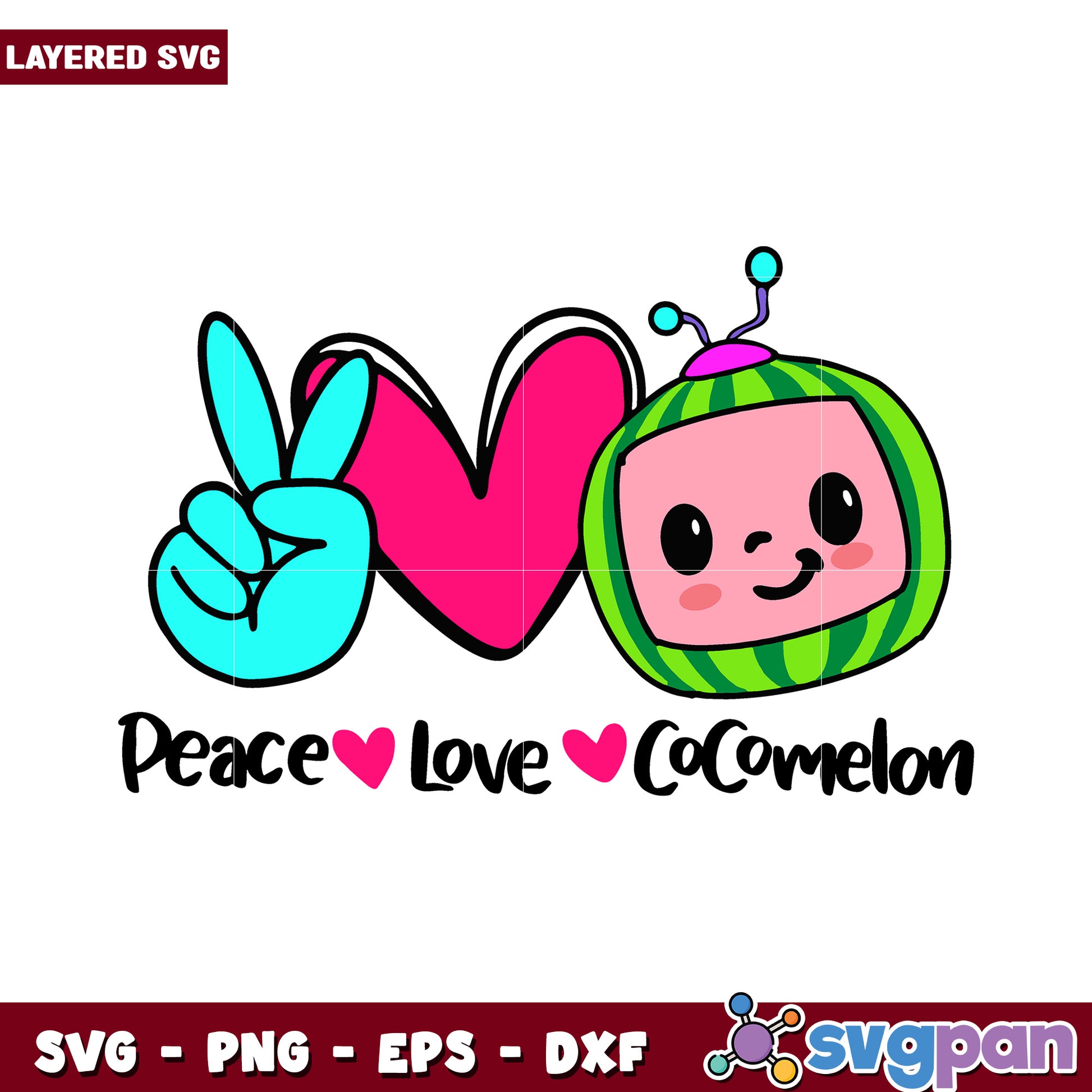 Peace Love CoComelon SVG design, perfect for fun projects