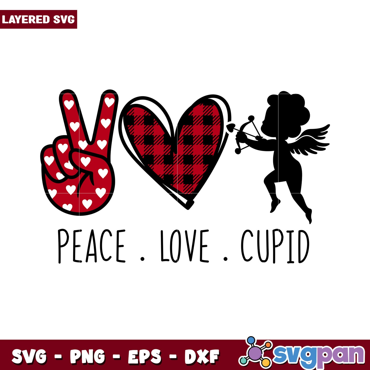 Peace Love Cupid SVG Design, Perfect for Valentine’s Day Projects