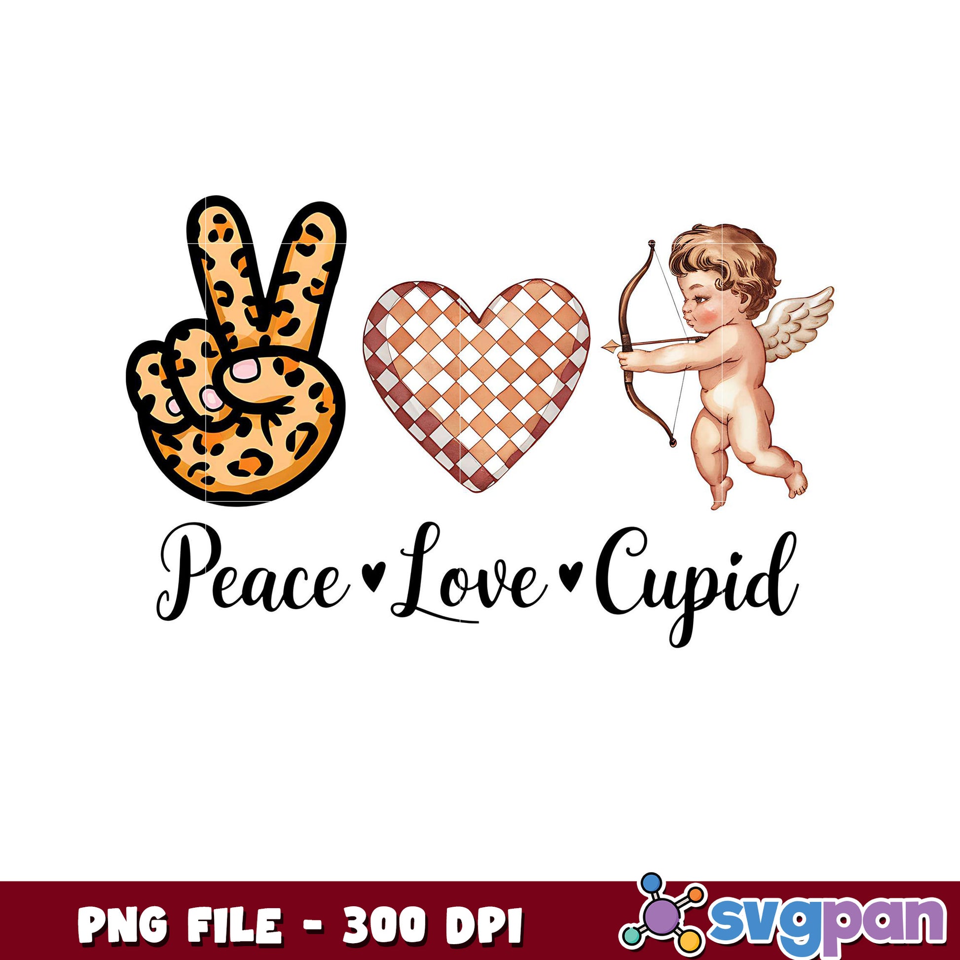Peace Love Cupid design for creative projects, high quality PNG – svgpan