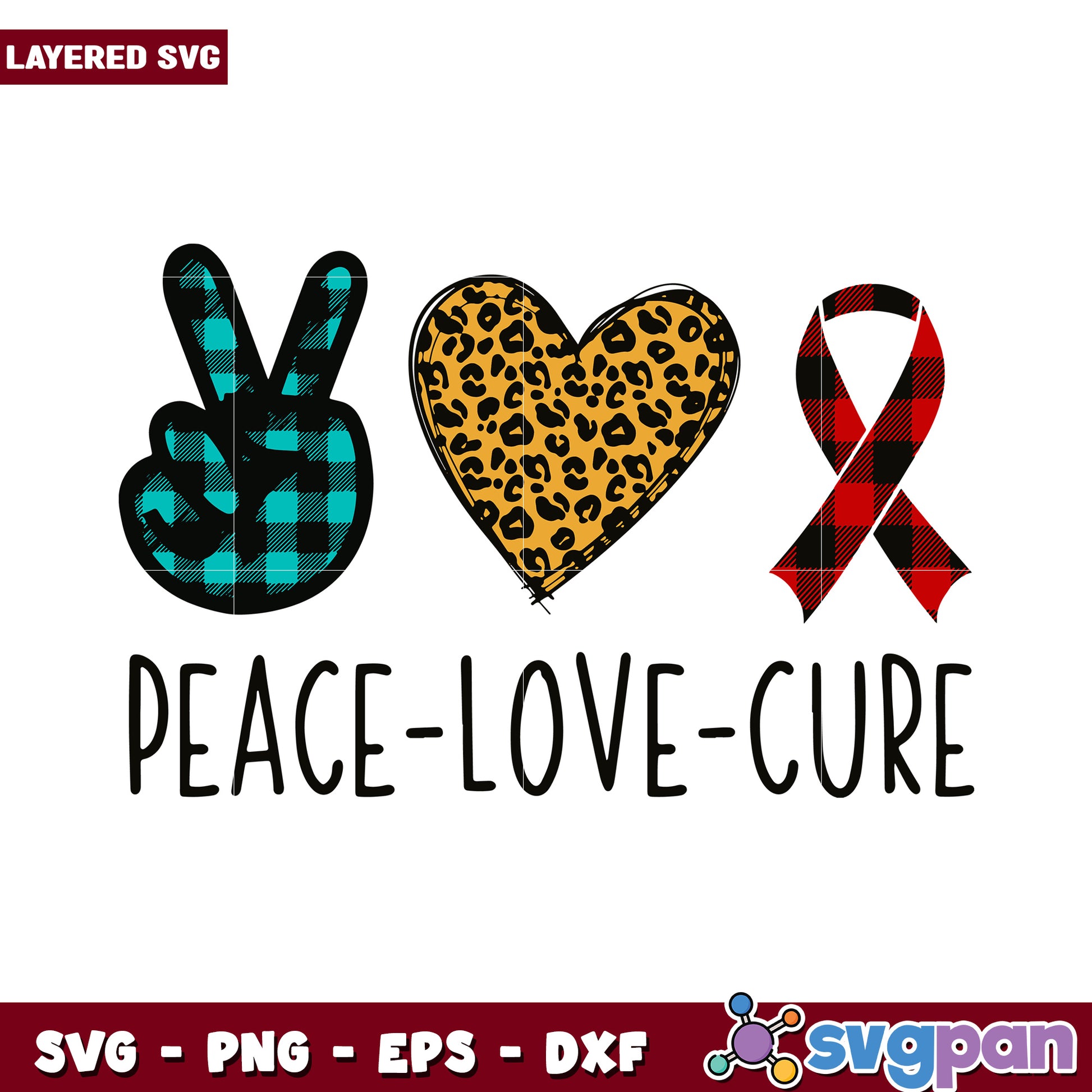 Peace Love Cure Design for SVG Projects, Perfect for Crafts and Gifts