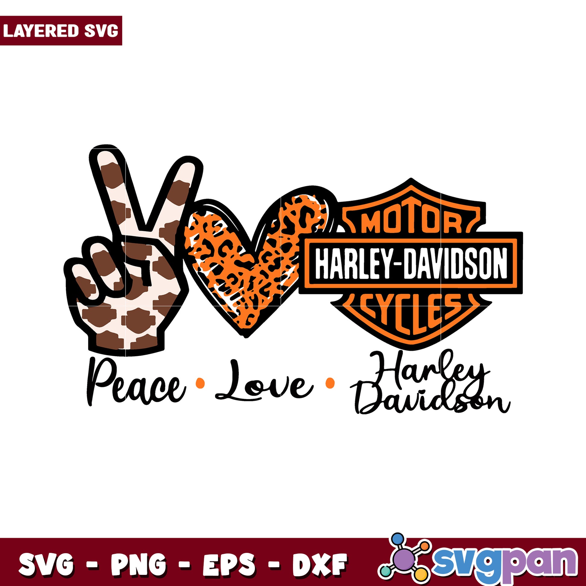 Peace Love Harley Davidson SVG design, perfect for bikers and lovers