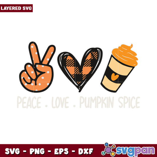 Peace Love Pumpkin Spice SVG Design, perfect for fall crafting