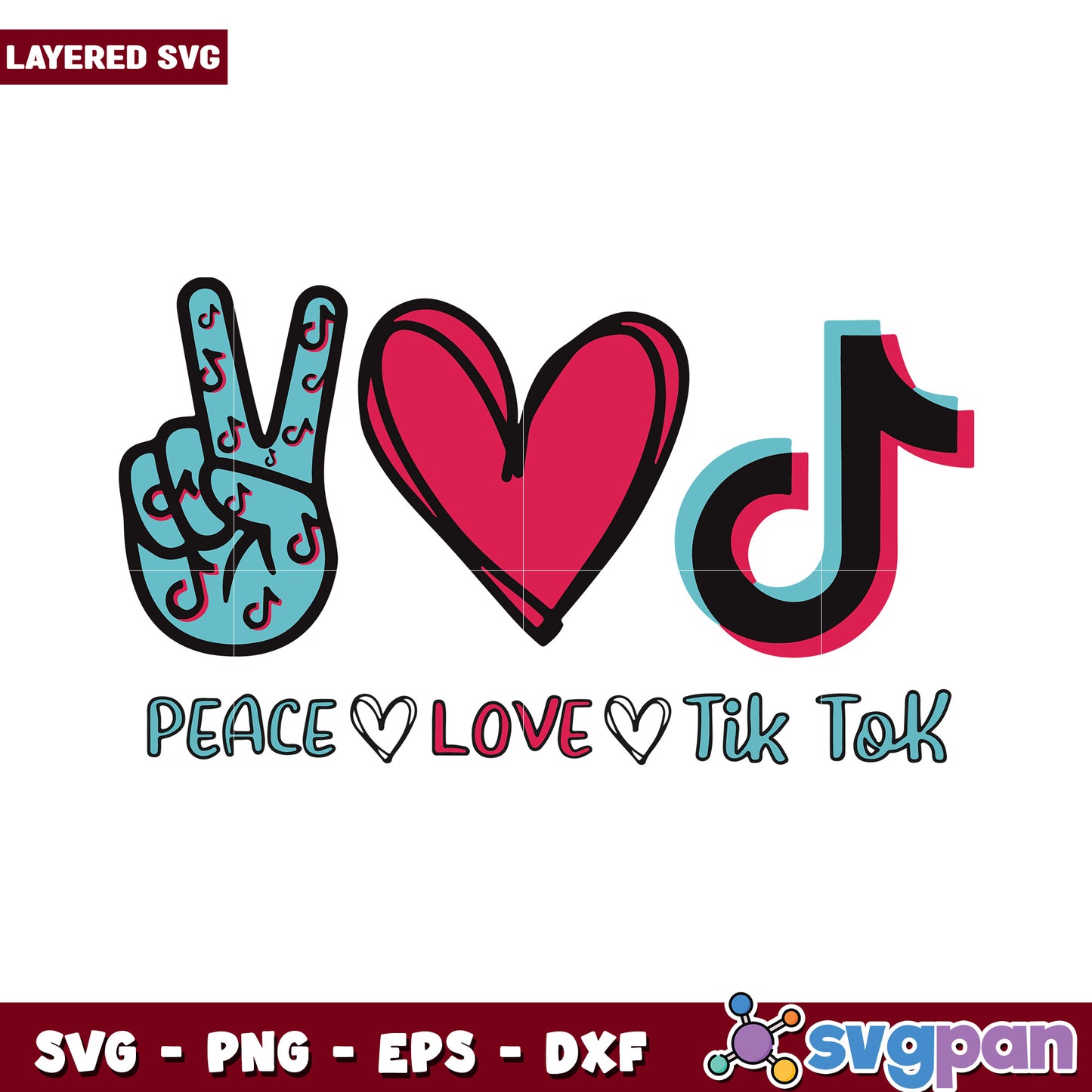 Peace Love Tik Tok SVG Design, perfect for social media lovers