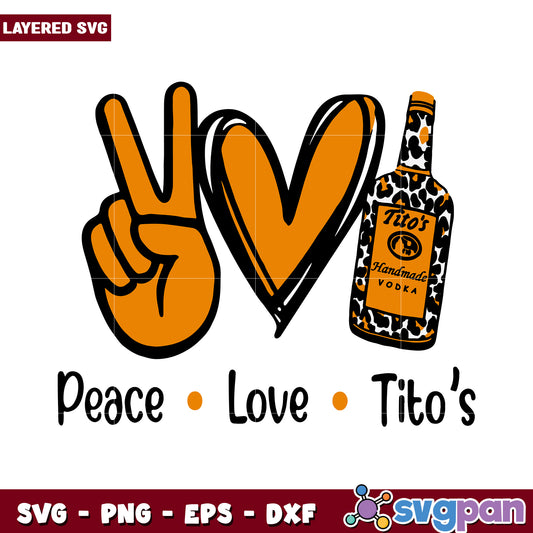 Peace Love Tito's Vodka SVG design for crafting, perfect for gifts