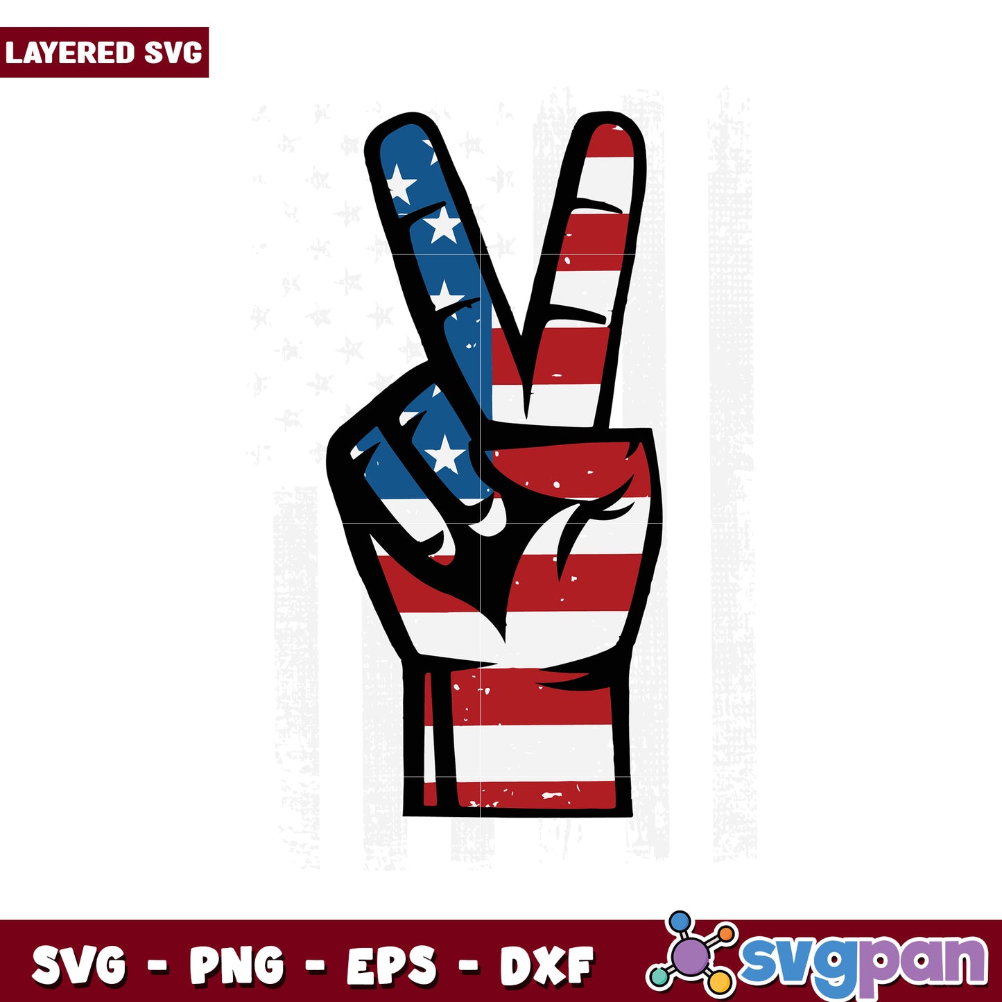 Peace Sign Hand with American Flag Design, Perfect for Crafts and Decor