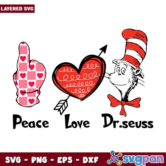 Peace Love Dr Seuss svg, Dr. seuss characters svg, Digital Download