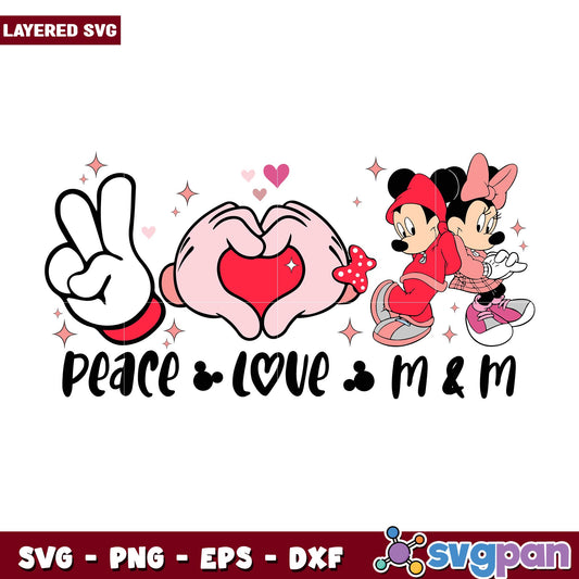 Peace love mickey and minnie svg, Disney characters svg, Digital Download