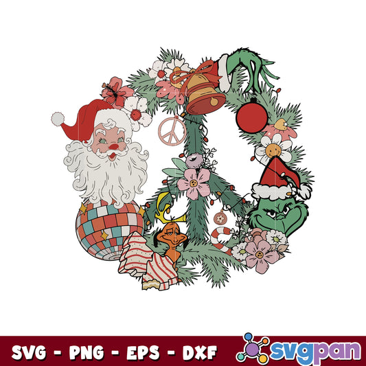 Peace love christmas santa and grinch svg