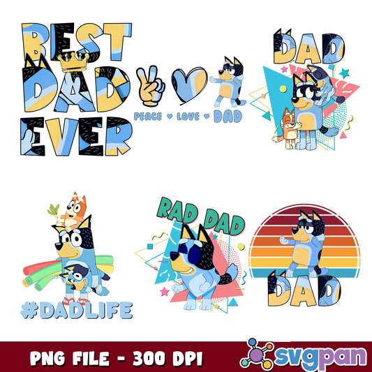 Peace love dad bluey png bundle