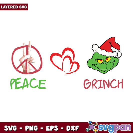 Peace love grinch design svg, funny grinch svg, grinch cookies​ svg