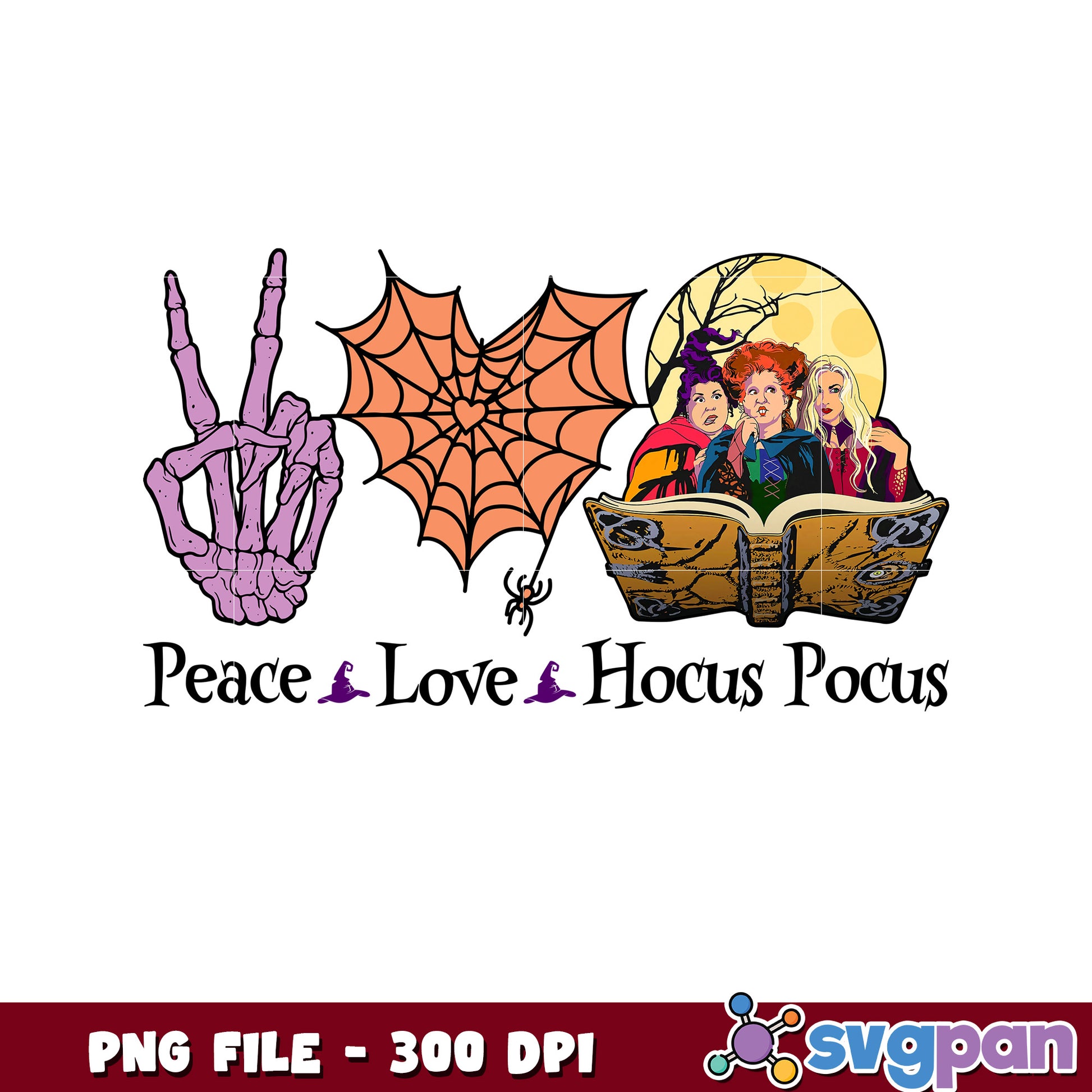 Peace love hocus pocus png, halloween png, halloween holiday png