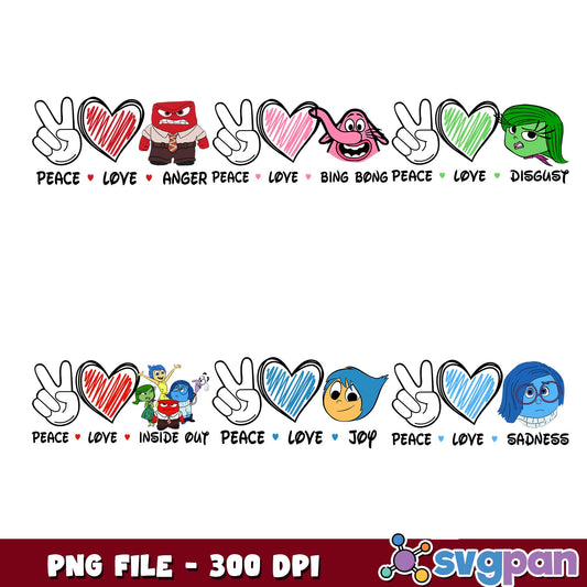 Peace love insdie out png bundle