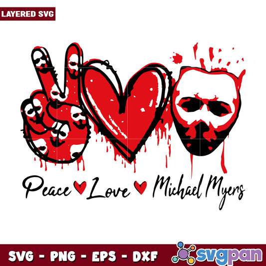 Peace love michael myers horror character halloween svg, halloween horror nights svg, spirit halloween svg