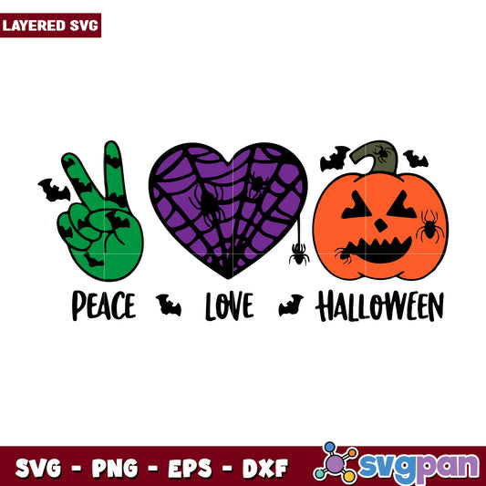 Peace love pumpkin halloween svg, halloween horror nights svg, spirit halloween svg