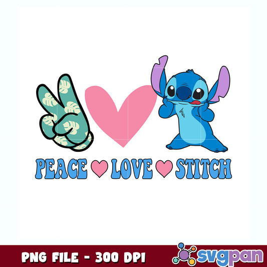 Peace love stitch png, stitch png, lilo and stitch png