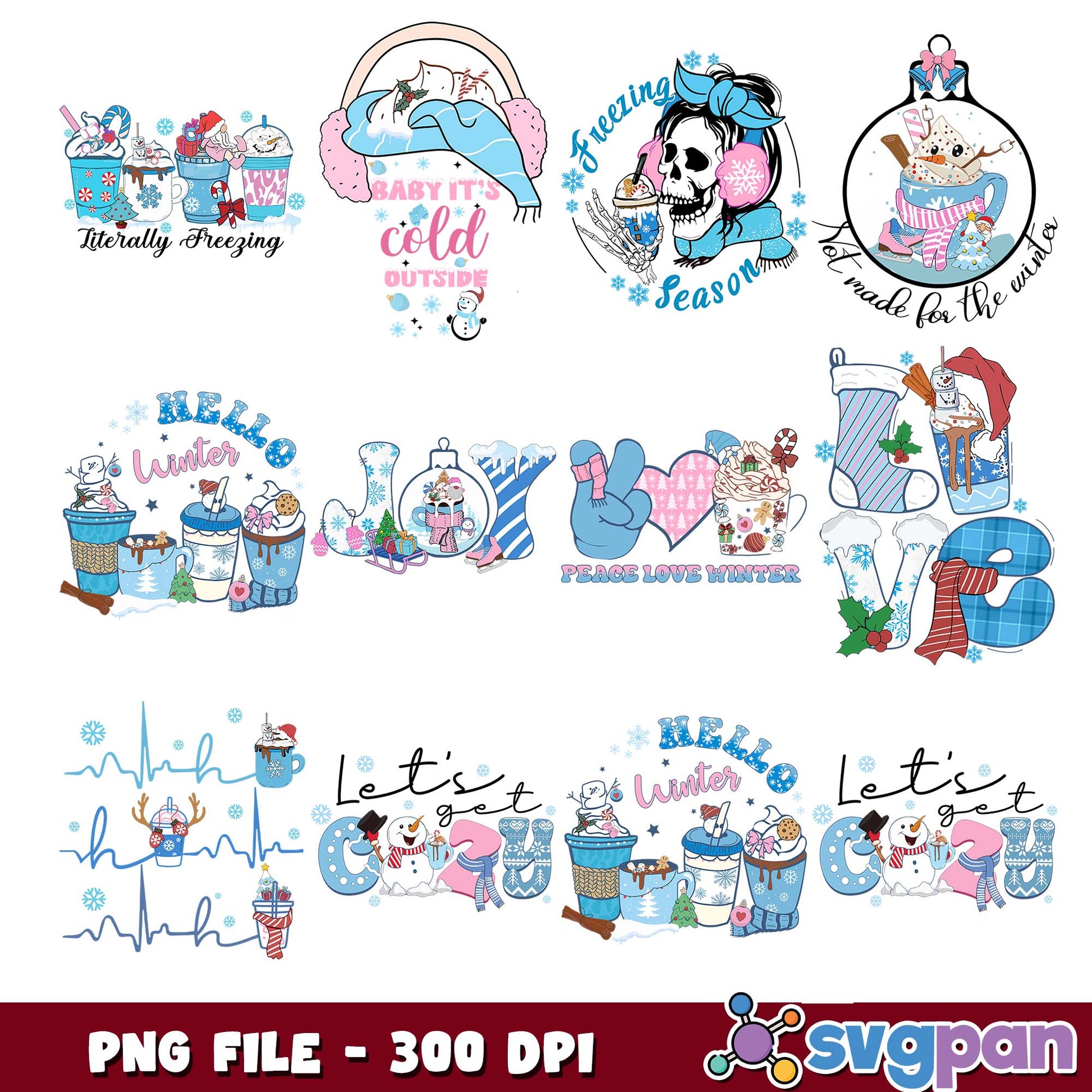 Peace love winter png bundle