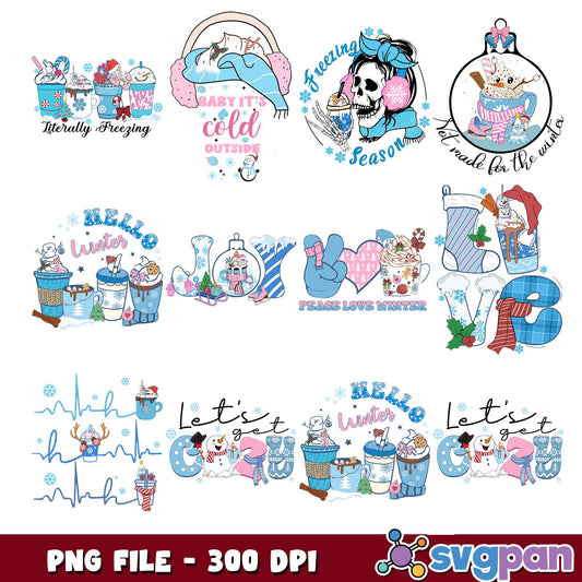 Peace love winter png bundle