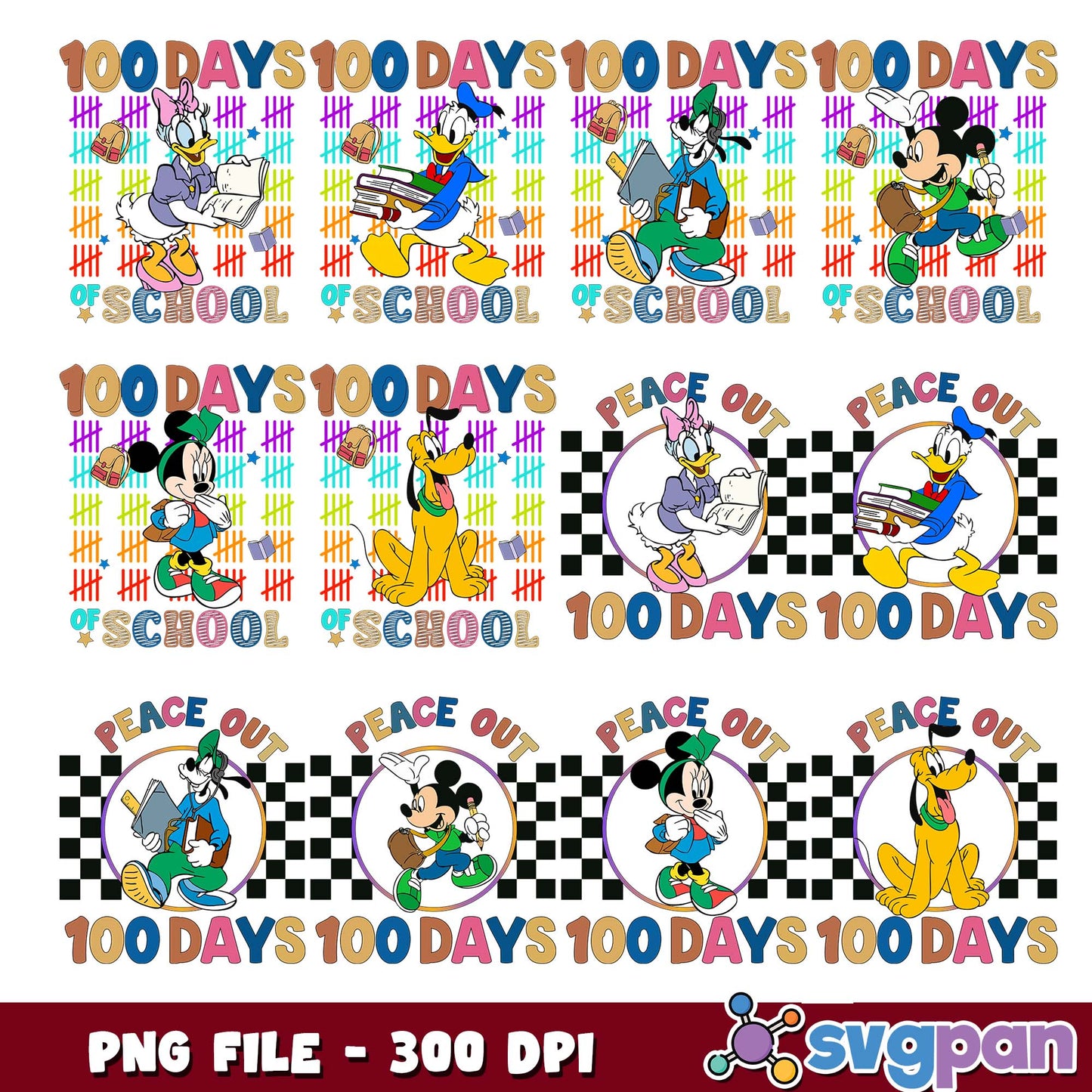 Peace out 100 days png bundle