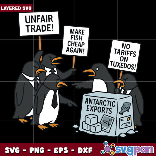 Penguin against tariffs svg, anti tariffs svg, trump tariffs svg