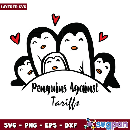 Penguin against tariffs svg, penguin family svg, tariffs against the us svg