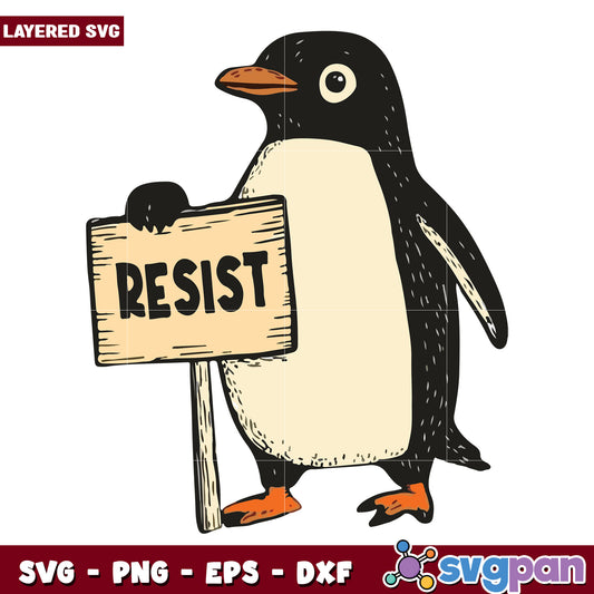 Penguin with the resist sign svg, black lives matter svg, resist svg