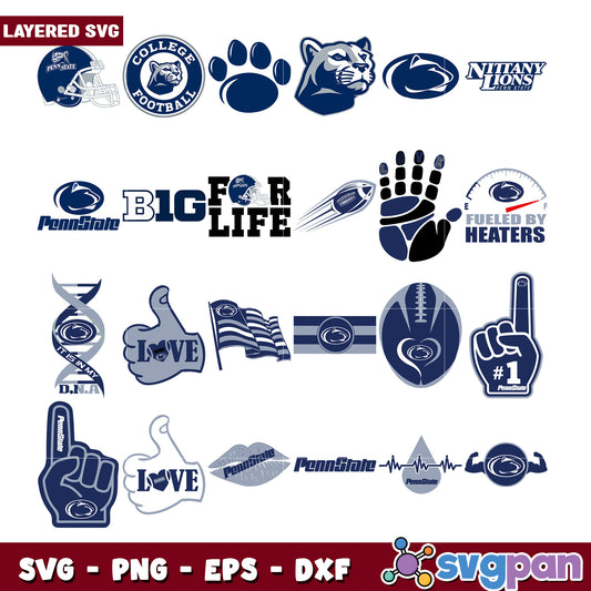 Penn State College Football SVG Bundle Designs Set