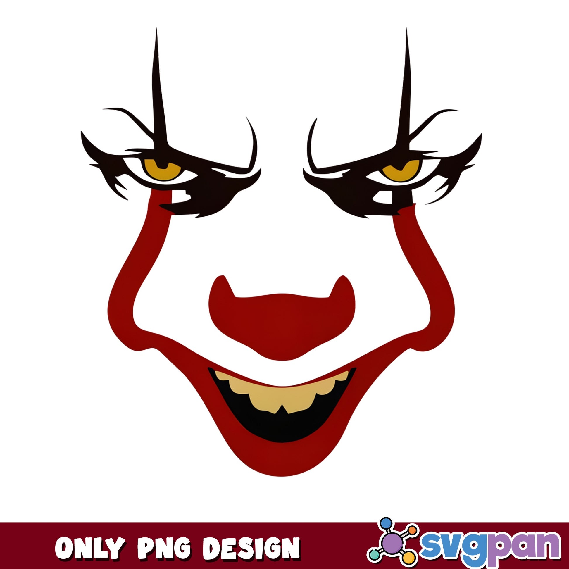 Pennywise Clown Face PNG, IT Horror Halloween PNG, Scary Clown PNG