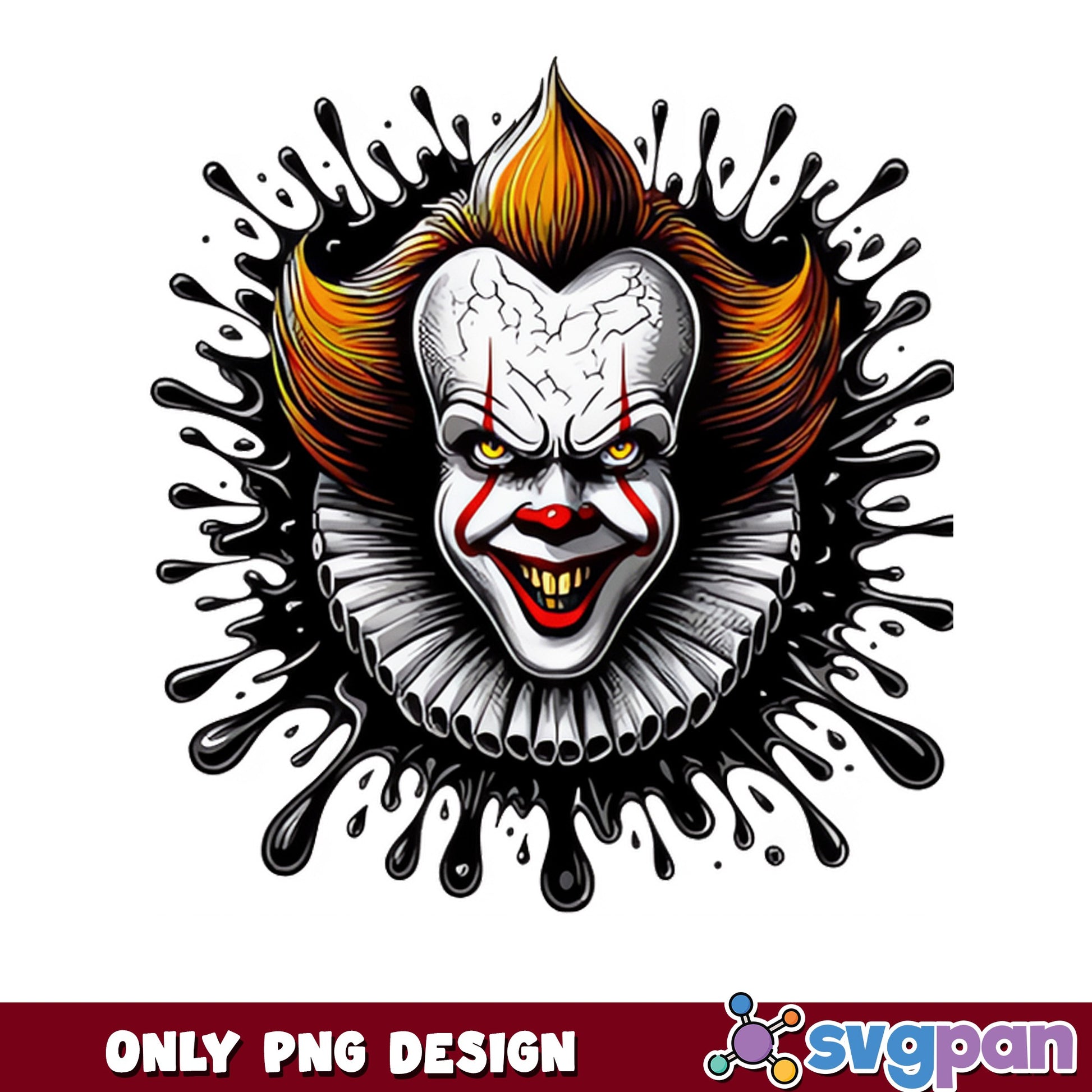 Pennywise Clown Halloween PNG, IT Horror Clown PNG, Scary Clown PNG
