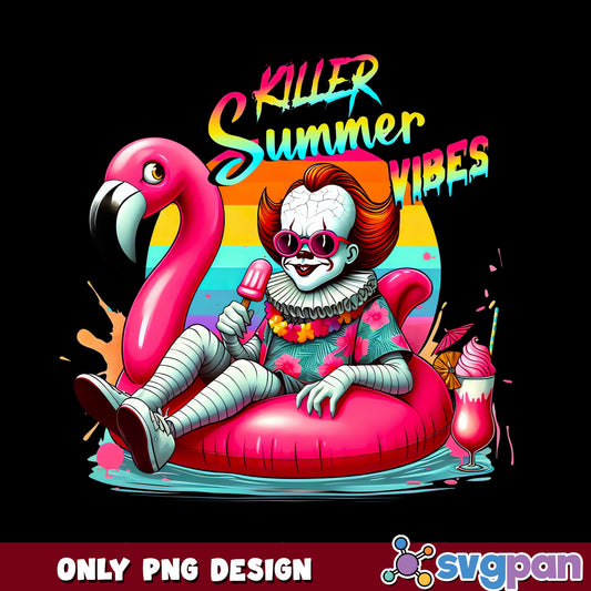 Pennywise Killer Summer Vibes PNG, IT Clown Summer PNG, Horror PNG