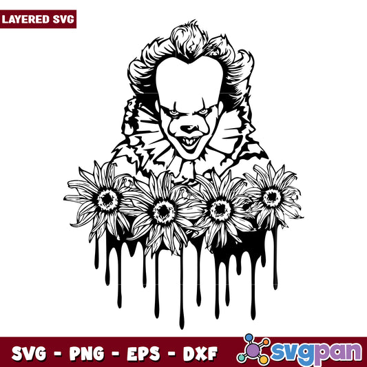Pennywise flower svg, halloween horror nights svg, spirit halloween svg
